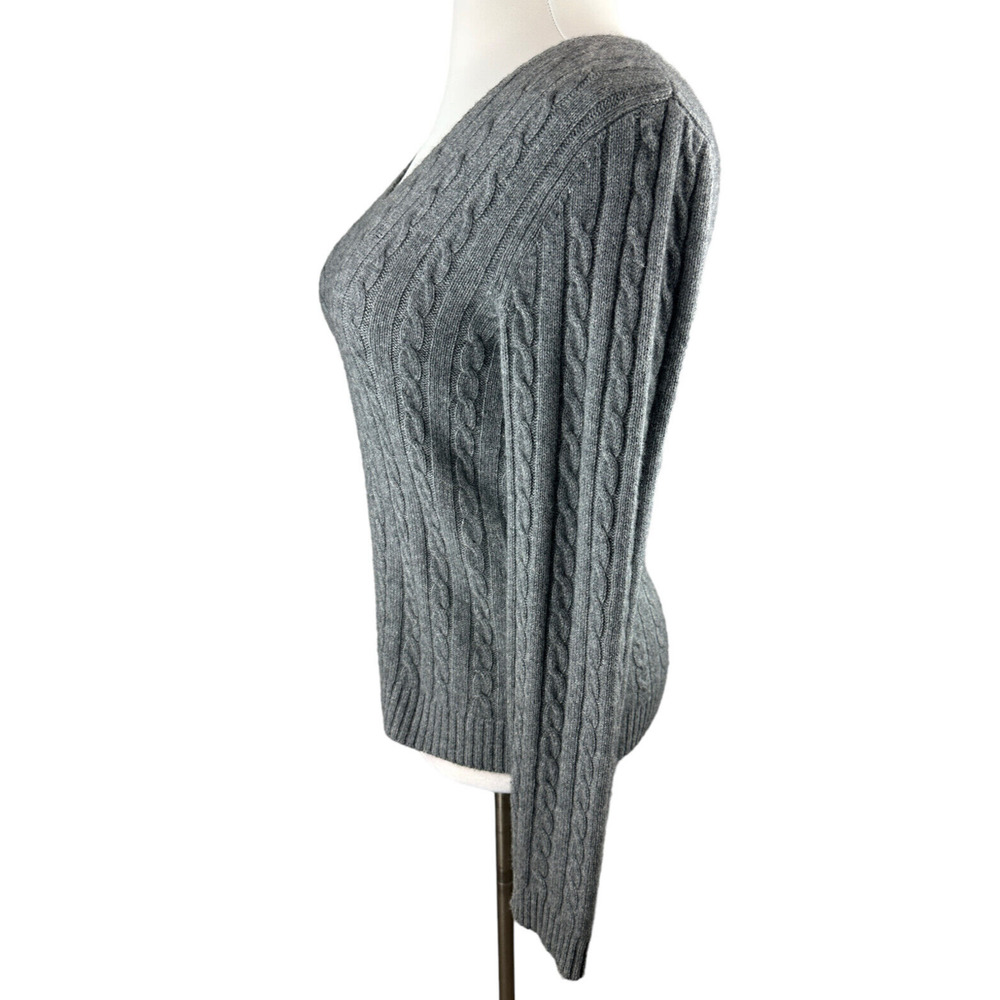 Vtg Lauren Ralph Lauren Cashmere V-Neck Pullover Sweater Gray Women's Medium - Picture 3 of 14